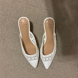 A New Day Women's Cream Crochet Kitten Heels